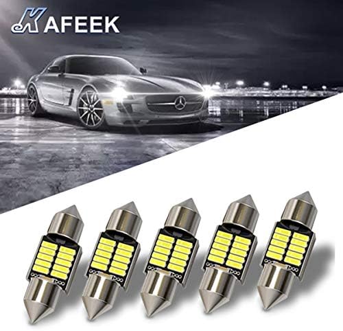 KAFEEK 5× Super Bright 9-30V 31mm DE3175 3175 De3022 De3021 LED Bulb 4014 Chipset Canbus Error Free Dome Light Trunk Light Map Light, White