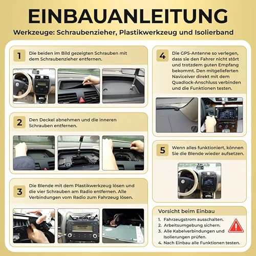 M.I.C. AV8V7-L2 Android 14 Autoradio für VW Golf 5/6 Passat Touran Tiguan T5 / Skoda/SEAT (RNS/RCD Ersatz) – 8\ QLED, 4GB+64GB, Apple CarPlay/Android Auto, DAB+(Antenne inkl.), CANBUS integriert