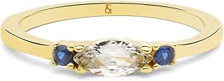 Maria Pascual 3 Stone Anillo Dark Blue 6 - baño de Oro de 18/24 Quilates de la máxima Calidad