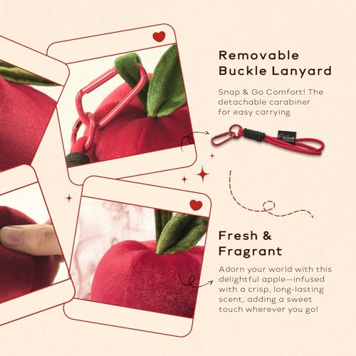 Ashler Apple Keychain Purse Charms, Lovely Fuzzy Fruits Shape Accessories keychain, Decorative Purse Charms for Handbags, Unique Gift for Women, Red, 3x3IN