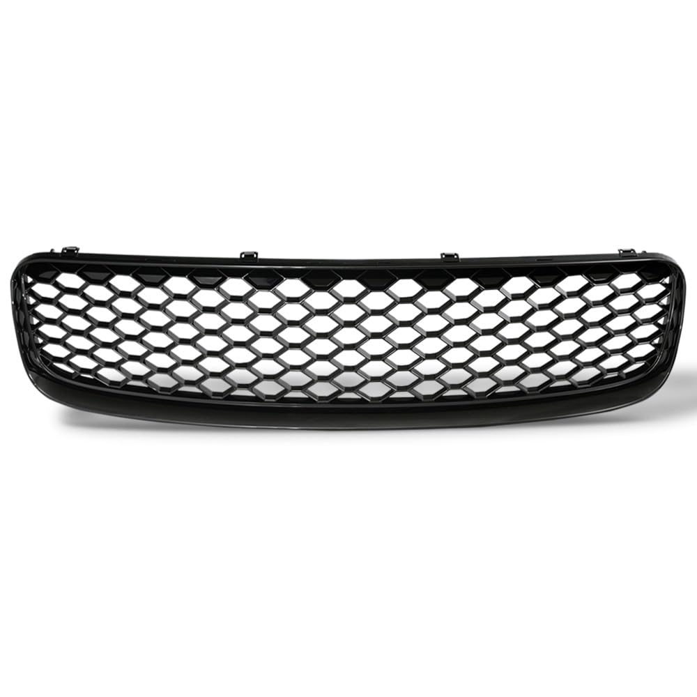7422444492471 Compatible With 1999 2000-2006 Audi TT 8N Glossy Black RS-Honeycomb Mesh Front Bumper Grill Grille With Emblem Base
