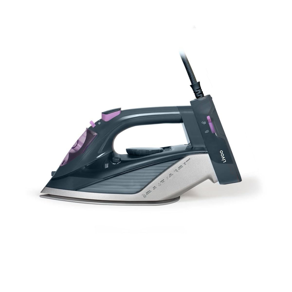 Livoo - Plancha inalámbrica DOM483 - con o inalámbrico, suela cerámica, 2200W, capacidad 350 ml, termostato ajustable, flujo de vapor 0 a 30 g/min