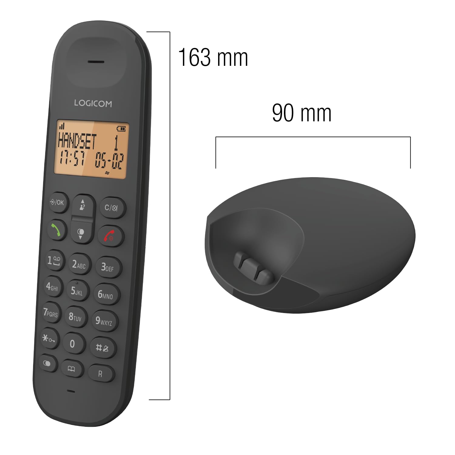 Logicom ILOA 100 Téléphone Fixe sans Fil sans Répondeur - Solo - Téléphones analogiques et dect - Noir