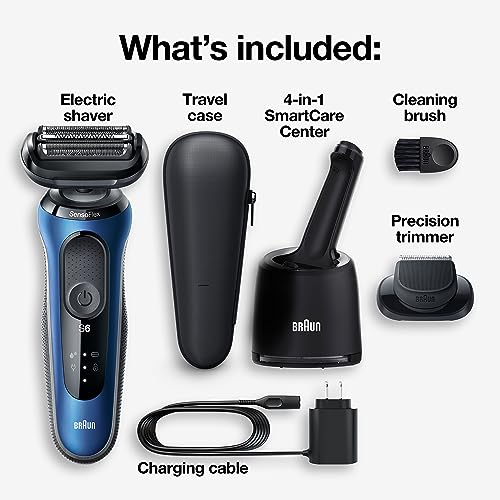 Image of Braun Electric Razor for Men, Series 6 6072cc SensoFlex Electric Foil Shaver with Precision Beard Trimmer, Rechargeable, Wet & Dry with 4in1 SmartCare Center and Travel Case