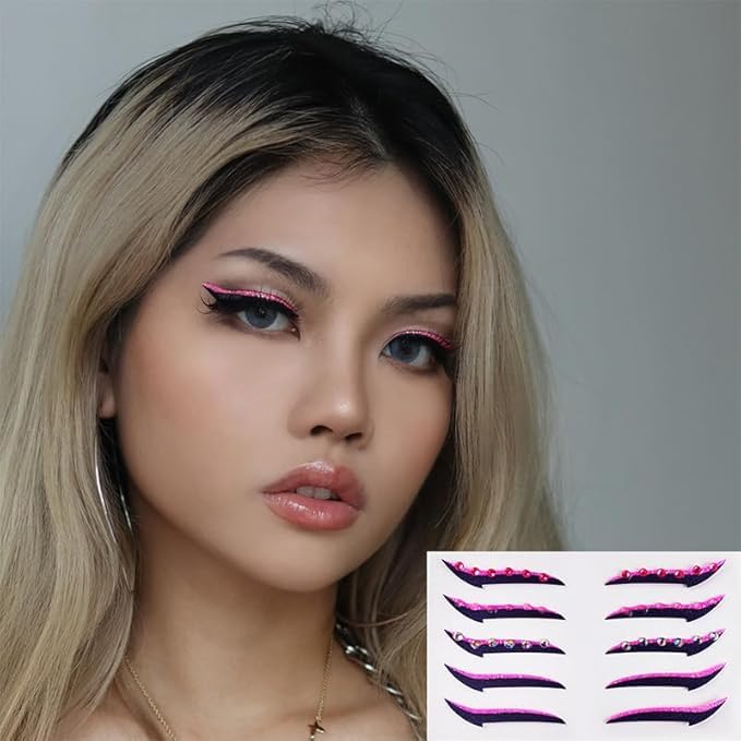 Glitter Eyeliner Stickers con Rojos de Plata Morado 15 Pares miniatura 2