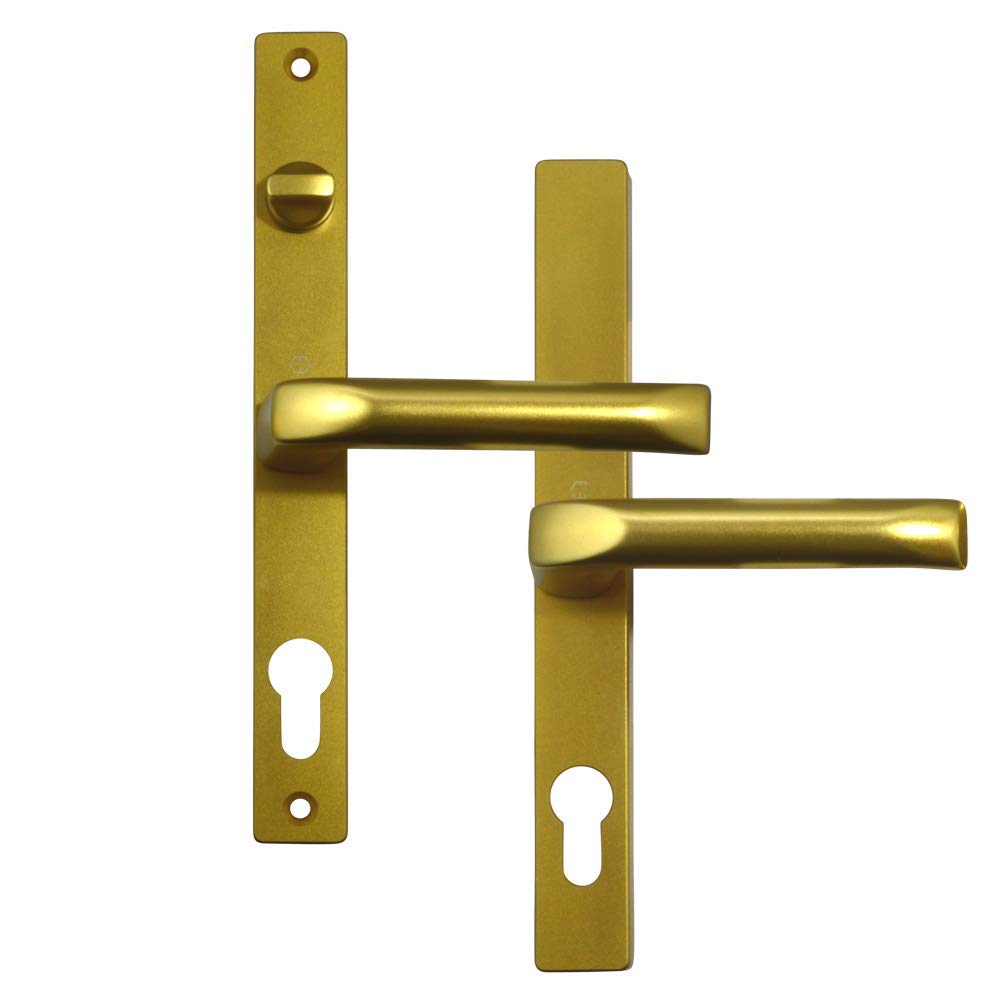 Hoppe Gold Upvc Lever Door Furniture To Suit Fullex C/W Snib - 68Mm Centres