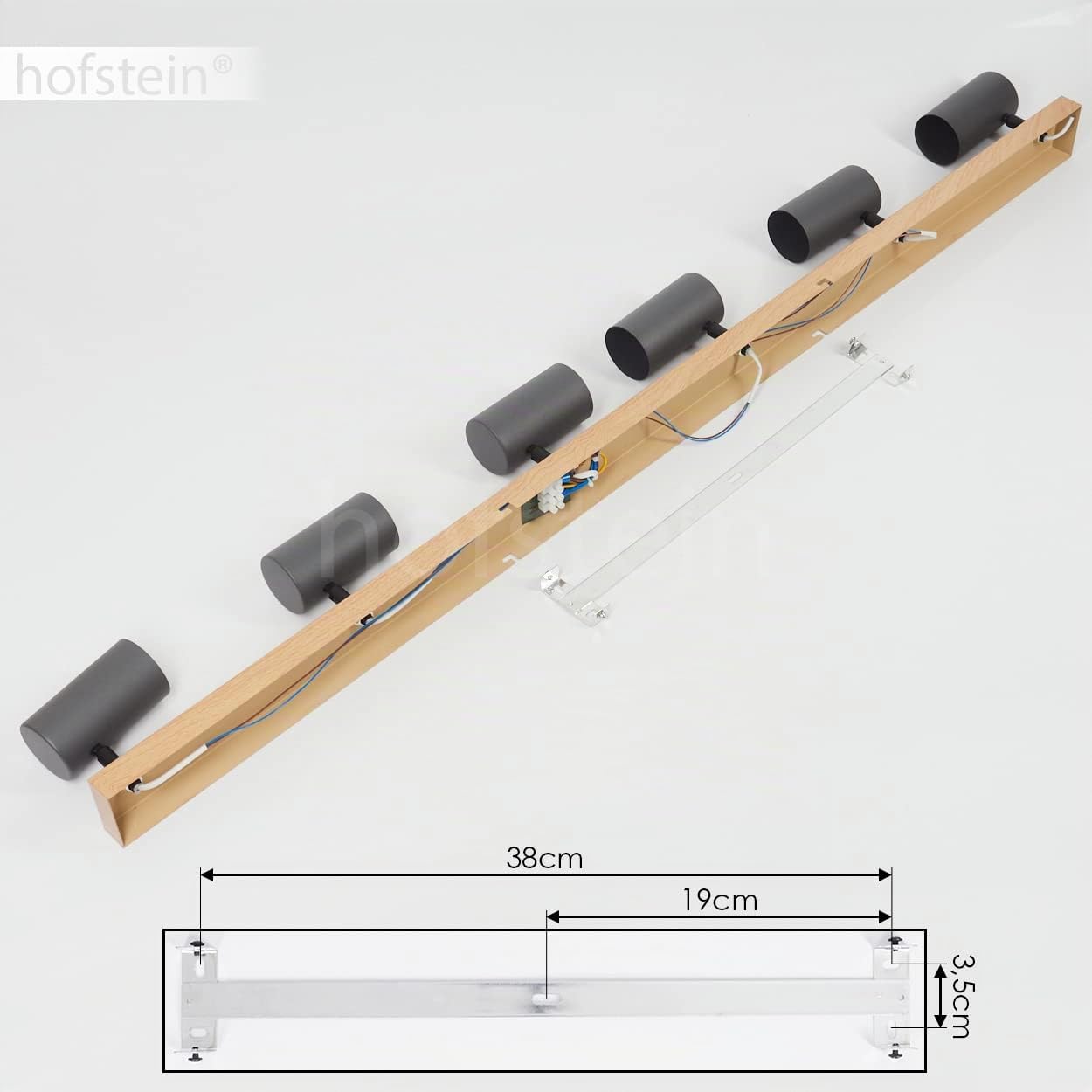 Plafonnier Javel, lampe de plafond moderne en métal imitation bois/marron/gris, luminaire moderne avec spots orientables, 6 flammes, 6 x GU10, sans ampoules