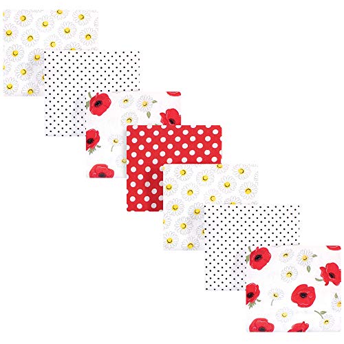 Image of Hudson Baby Unisex Baby Cotton Flannel Receiving Blankets Bundle, Poppy /Daisy, One Size