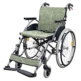 楽々健 車椅子 「ラクウイング 自走式」 福祉用具専門相談員 開発監修 本体幅60cm 収納幅38cm 約11kg 軽い 軽量 コンパクト アルミ製 室内用 旅行用 小回り 折りたたみ 折り畳み 背折れ 簡易 ノーパンク 介助ブレーキ 駐車ブレーキ 正規品 多機能 介護用品 グリーン グレー (モスグリーン)