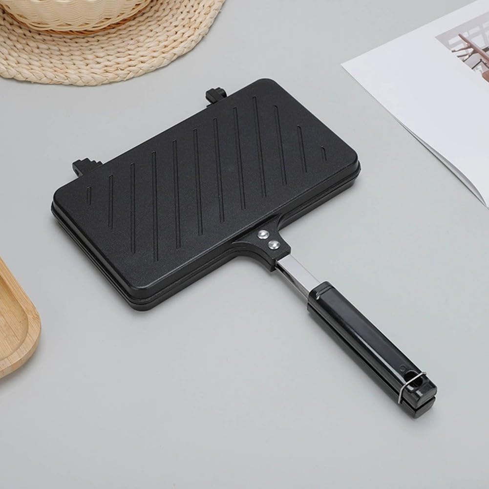 Sartén de doble cara para sandwichera, antiadherente, para panini, gofres y bistec, 37 x 24 cm