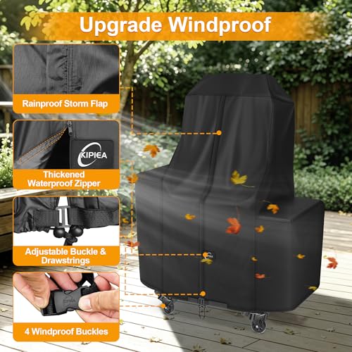 Image of Kipiea 600D Pellet Grill Cover for Pit Boss Lockhart, Waterproof BBQ Smoker Cover, UV Resistant, No Tear, No Fading