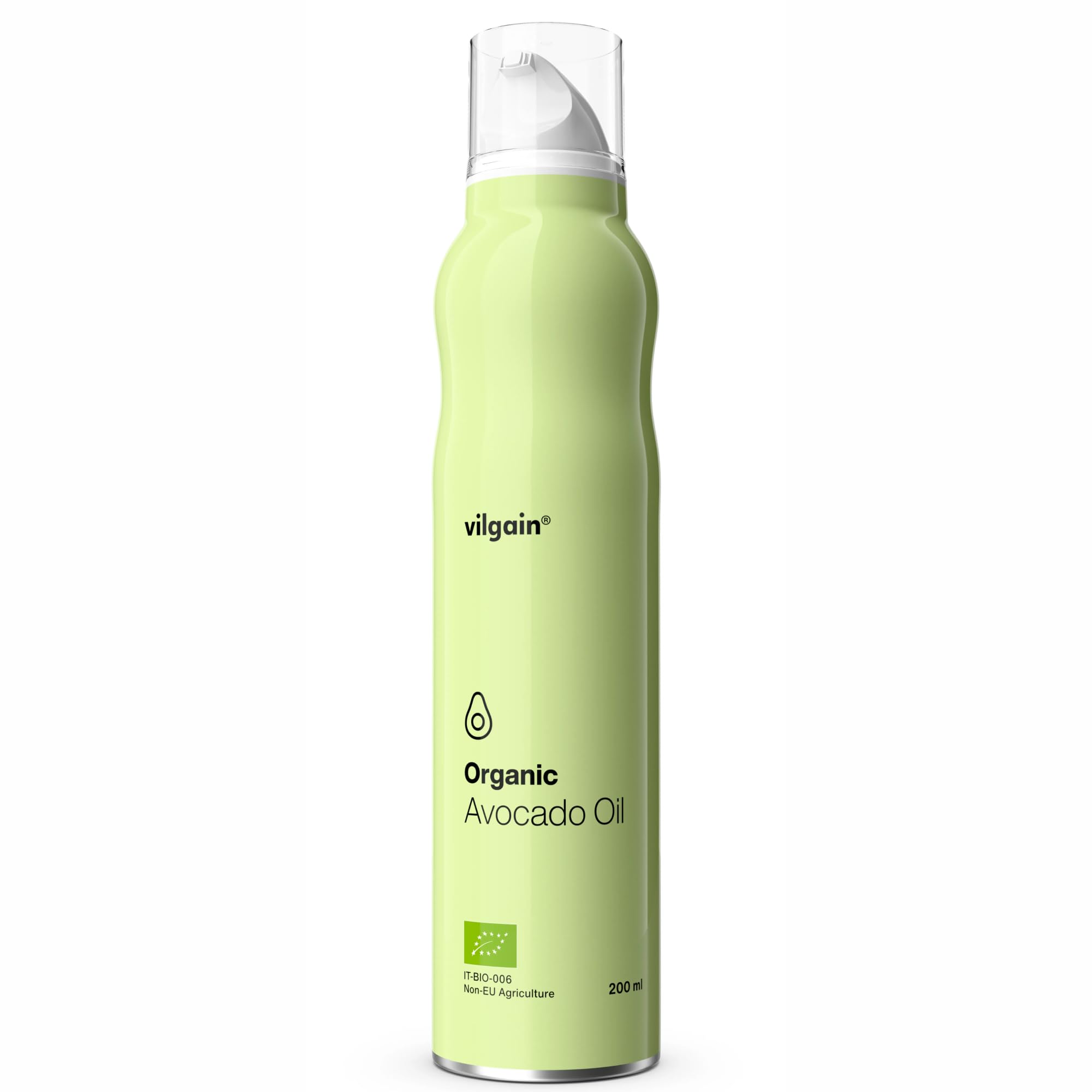Vilgain Organic Avocado Oil Spray (200 ml) – Natural Edible Oil Spray For Cooking & Baking, Heat-Resistant Oil With High Smoke Point, Ideal For Airfryer & Cold Kitchen