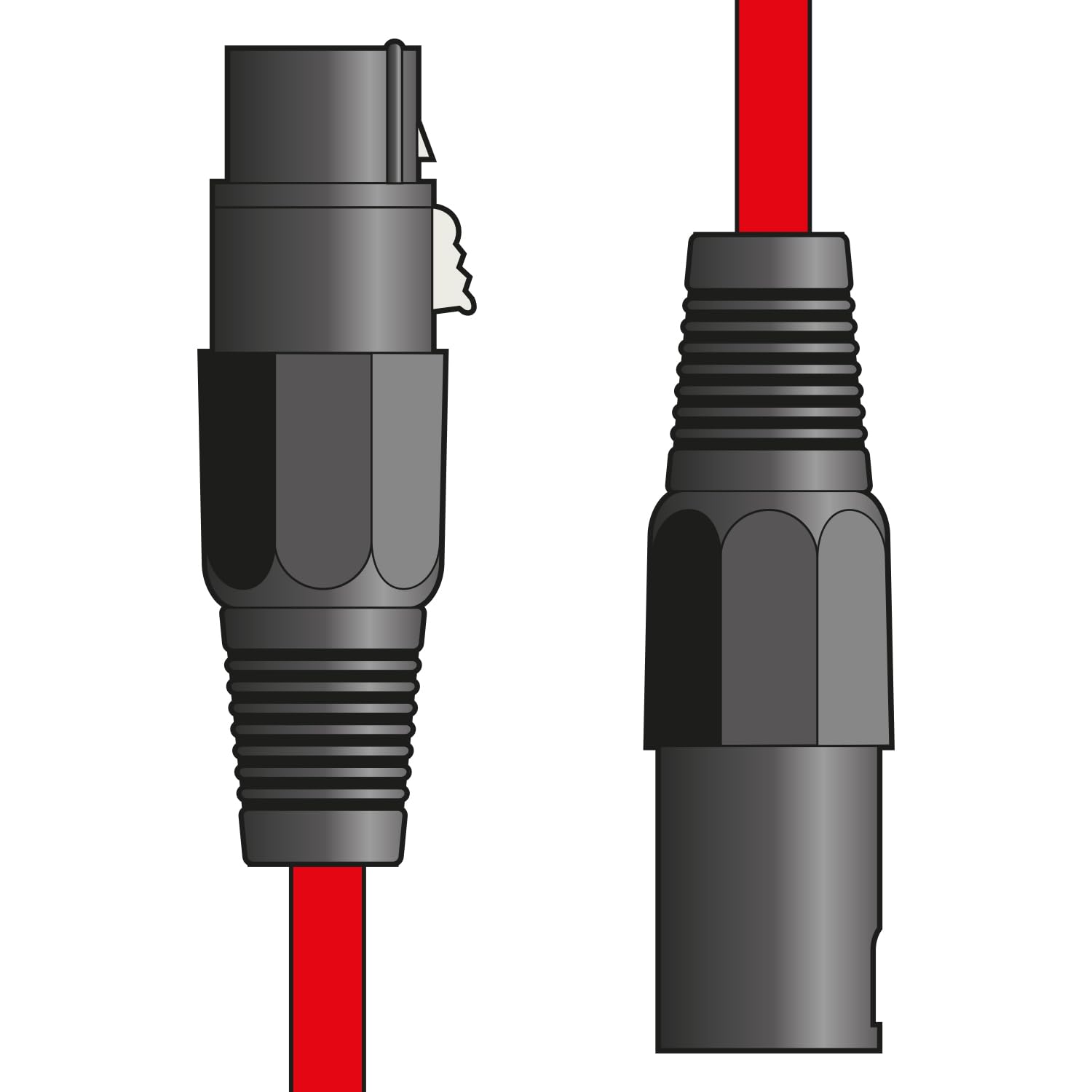 Citronic XLR Male - XLR Female Microphone Cable Red - 3 Metres