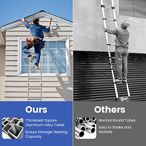 Safstar 12.2Ft Folding Ladder, 7-In-1 Aluminum Alloy Extendable Ladder W/Reinforced Stabilizer Bar & Non-Slip Foot Pads, Lightweight Foldable Step Ladder For Home Outdoor Work, 330 Lbs Max Load #TOP7
