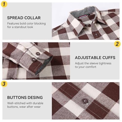 Image of WARHORSEE Flannel Shirt for Men Long Sleeve Button Down Plaid Shirts