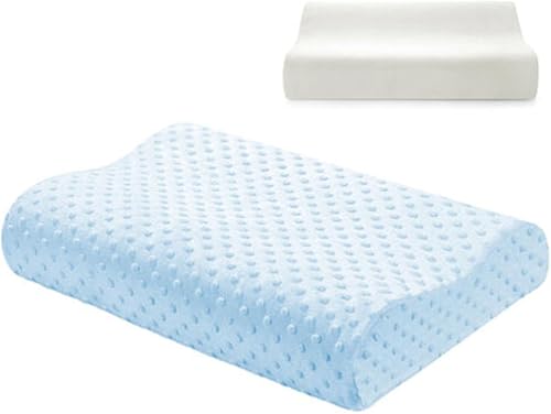 Soporte ortopédico para el cuello para dormir con funda de terciopelo azul 1