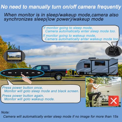 Image of Magnetic Backup Camera Wireless with 7 inch Monitor Rechargeable Large Capacity Battery Rear View,3 Mins Easy Install,for Gooseneck Horse Travel Trailer Boat Fifth Wheels Car RV Camper Trucks.