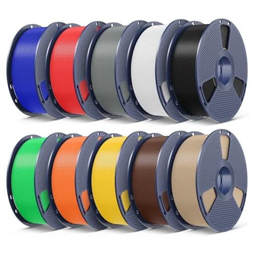 SUNLU 3D Printer Filament Bundle 10KG,1kg Spool, Black+White+Grey+Red+Klein Blue+Green+Sunny Orange+Vivid Yellow+Coffee Brown+Oak