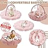 HAN-MM 5-in-1 Convertible Baby Play Gym with 6 Toys, Tummy Time Mat for Sensory Development, Baby Activity Center from Newborn to Toddler, Ball Pit, Soft Plush Pet Mat, Pink #1