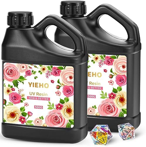 YIEHO 1000g Bulk UV Resin, Clear Resin UV Glue | Upgraded Hard Type UV Fast Curing Premixed Epoxy Resin for Jewelry Making,Art Crafts, DIY 1KG