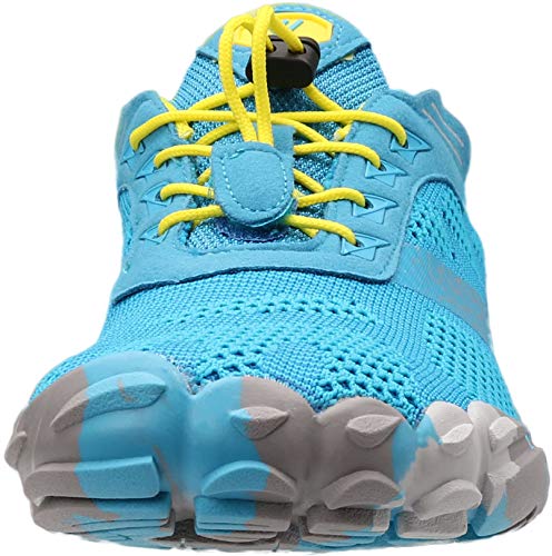 WHITIN Men's Trail Running Shoes Minimalist Barefoot Five Fingers Wide Toe Box Size 13.5 Gym Workout Fitness Zero Drop Minimus Lifting Light Blue 47