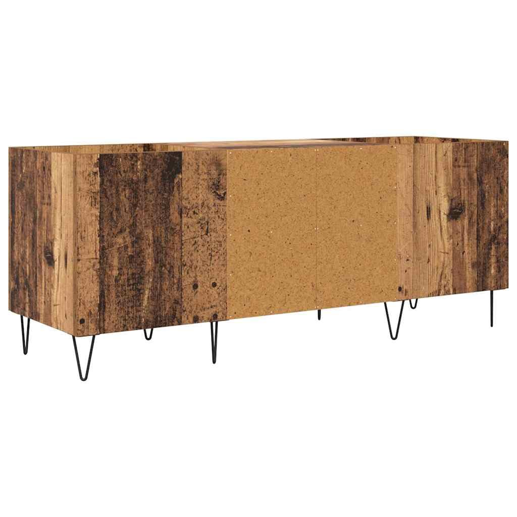 Hothingwell Mobile porta vinili in legno vecchio 121x38x48 cm, scaffale per dischi in legno ingegnerizzato con ante e ferro, mobile contenitore con 2 ripiani per soggiorno, stile moderno