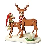 Größe (BxH): ca. 24 x 24 cm Unbekannt Kerzenhalter Rehkitz mit Mutter inkl. 1 Teelicht Teelichthalter Holzdeko Kerzenständer Weihnachtsdeko