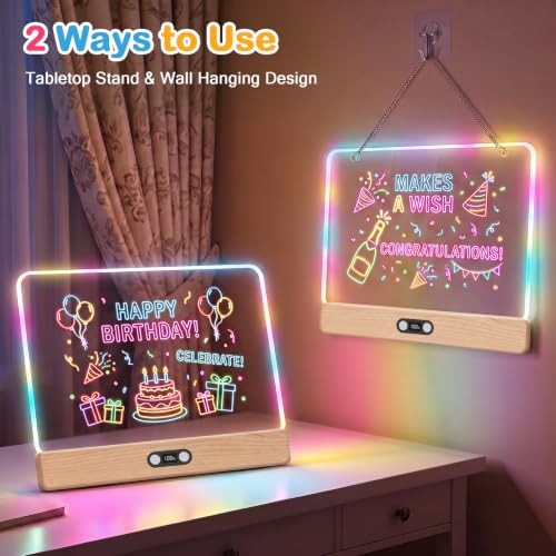seenlast LED-Zeichenbrett Wiederaufladbares, 8 Lichtmodi & 3 Modi, Neon-Trockenlöschtafel mit Ständer, Leuchtendes Schreib- und Notizboard… – Ansicht 4