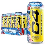 C4 Energy Carbonated Zero Sugar Energy Drink, Pre Workout Drink + Beta Alanine, Sparkling Frozen Bombsicle, 16 Fl Oz (Pack of 12)