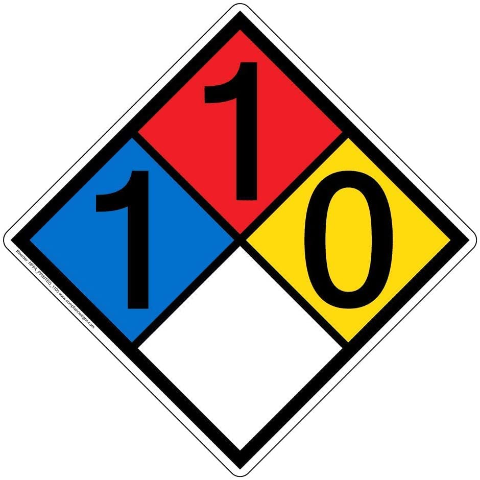 Étiquette NFPA 704 1-1-0-0 durable en vinyle de danger pour une signalisation claire en usine