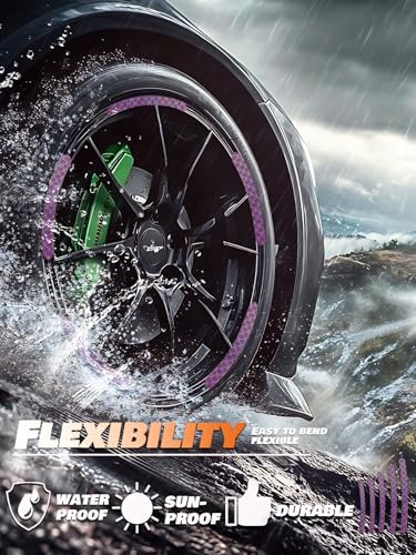 Image of 20PCS Car Wheel Reflective Decorative Strip,Night Safety Warning Stickers,Cars,Motorcycles,Bicycles are Applicable, Colorful and Diverse, a Street the Most Beautiful Car (Light Purple)