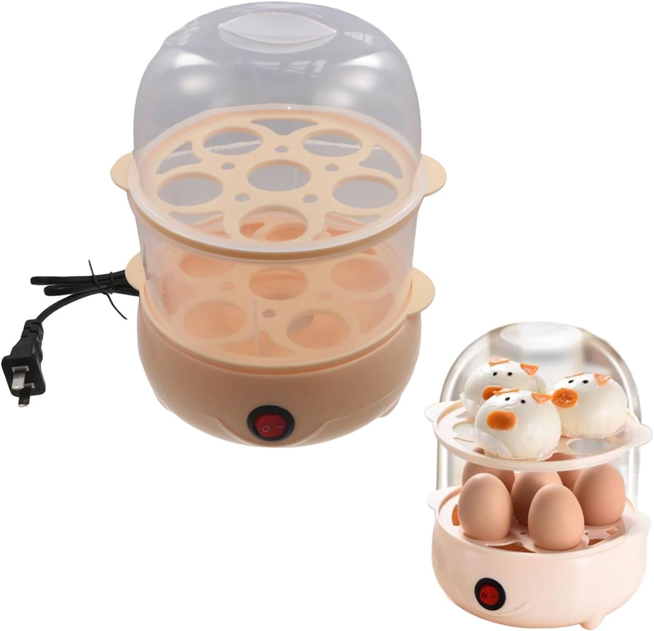 2 Layers Rapid Egg Cooker, Electric Egg Boiler Maker 12 Egg Capacity Hard Boiled Egg Cooker,Multi Function Egg Steamer with Auto Shutoff for Vegetables Corn Egg