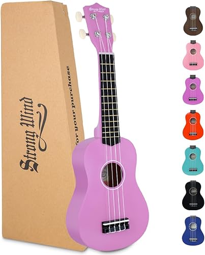 Strong Wind Ukelele soprano - Ukelele de instrumentos musicales con cuerdas para principiantes adultos, ukelele de tilo de 21 pulgadas con bolsa de