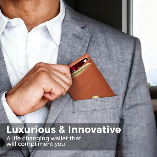 Image of Zitahli Genuine Leather Wallet for Men 12 Card Slim Mens Wallets Bifold RFID Blocking with Money Clip & ID Window Thin Minimalist Card Holder Wallet with Gift Box