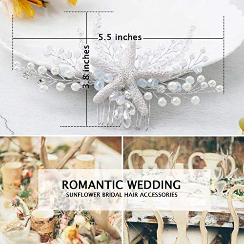 Aukmla Bride Wedding Hair Combs Starfish Bridal Headpiece Flower Hair Accessories Decorative For Women And Girls #TOP2