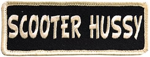 SCOOTER HUSSY, High Thread Embroidered Iron-On / Saw-On Rayon PATCH - 4" x 2"