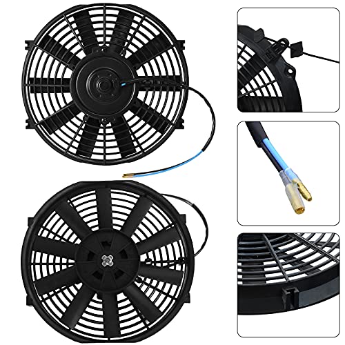 Mupera Electric Radiator Cooling Fan - Upgrade Universal Slim Fan(2023 New), Puller Electric Radiator Cooling Assembly Fans With Mount Kit Set Of 2 (12 Inch) #TOP3