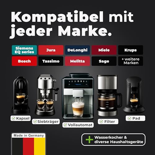 CLENESSO 3-in-1 Entkalker für Kaffeevollautomat & Kaffeemaschinen (50 Stück) – Entkalkungstabletten kompatibel mit Siemens eq Series, Jura, Krups, Delonghi, Philips, Miele uvm. - Beste Entkalkung