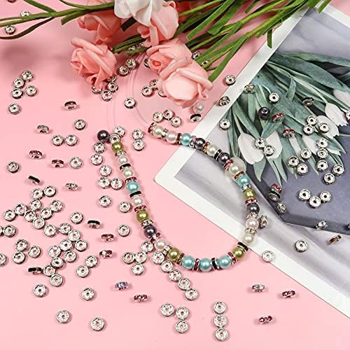 TOAOB 500pcs Shiny Rhinestones Round Spacer Beads Mix Colors Rondelle Bead Charms 6mm for Bracelet Necklace Jewelry Making