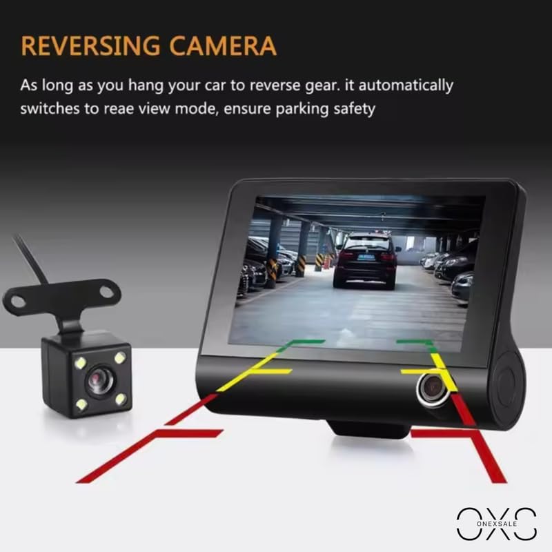 OneXsale Camcorder Wide 170 deegre Viewing Angle Full HD Dash cam Rear View Mirror Car Video Recording Auto Safety Driving Recorder G-Sensor Night Mode Loop Recording Parking Mode