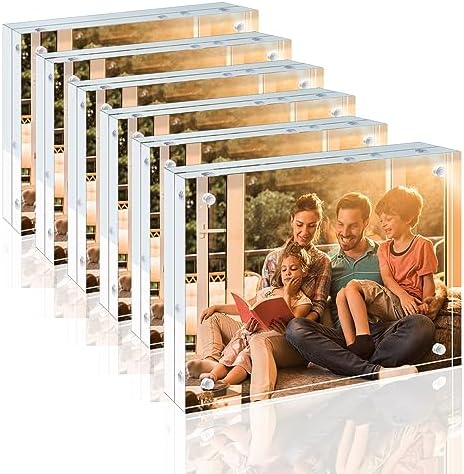 Egofine 5x7 Acrylic Frames 6 Pack, 20mm Thicker Frameless Clear P...