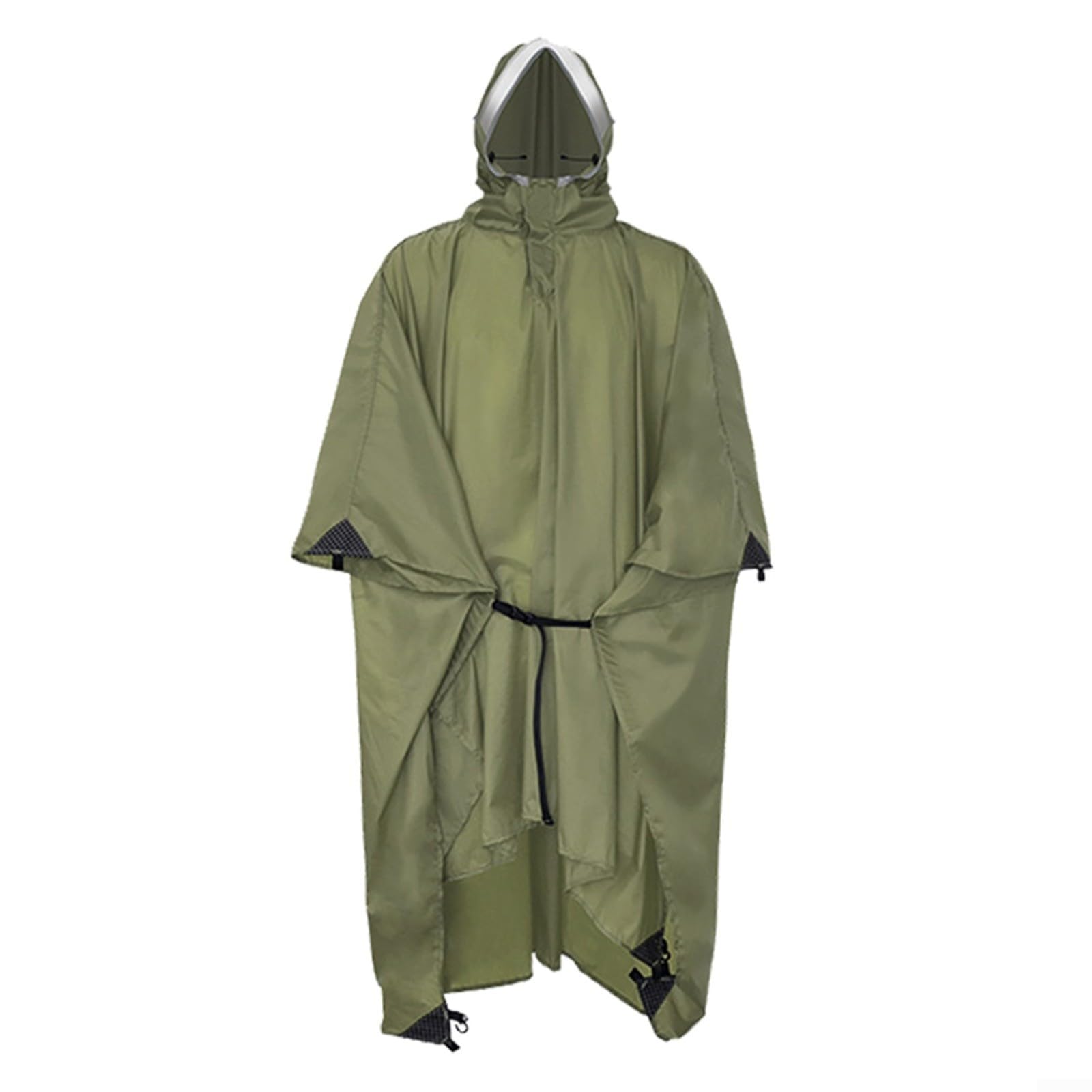 Housse de pluie 3 en 1 imperméable avec capuche en nylon silicone léger et bâche pour randonnée, camping, cyclisme - Convient aux sacs de moins de 50 L (A-vert)
