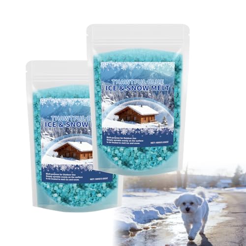teqnizo 2PCS 2026 Ice & Snow Melt - Fast Acting Granular Rock Salt for Driveways & Sidewalks Pet Friendly Low-Corrosion Formula Melts Ic-e Down to -16c (3f) Resealable 100g Bag