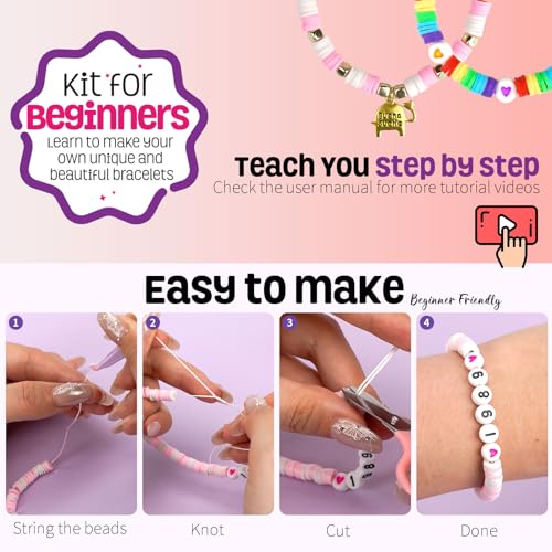 Gionlion Friendship Bracelet Kit Concert Bracelets Merch, 18 Colors Clay Beads Bracelet Making Kit for Jewellery Making, DIY Arts Crafts Gifts Toys for Kids Teen Girls