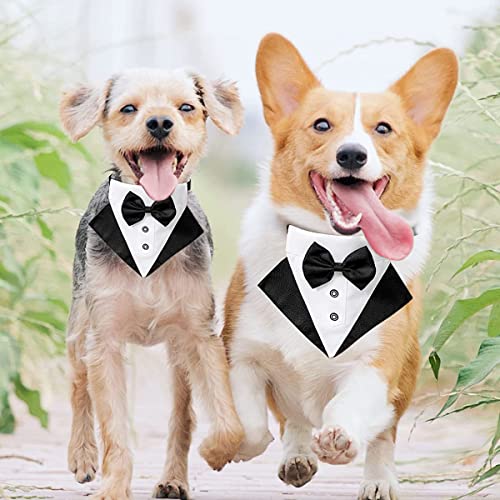 Formal Dog Tuxedo Wedding Bandana Costume Puppy Collar With Bow Tie Pet Graduation Dress-Up Adjustable Neckerchief For Small Medium Large Dogs Cats (Medium) #TOP3