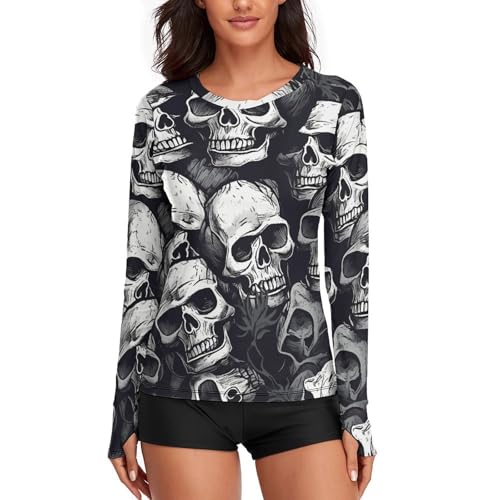 Chemise de soleil pour femme à motif crânes et manches longues