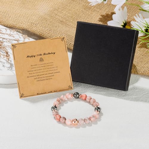 70th Birthday Gifts for Her Friend Wife Grandma Sister Bead Bracelet for Mom Natural Stone Bracelets for Women Coworker for 70 Year Old Woman 5