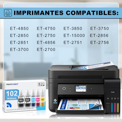 Encre Compatible Printorbit pour Imprimantes ET-2850, ET-3850, ET-4850, ET-2750, ET-3750, ET-4750, ET-15000, ET-2851, ET