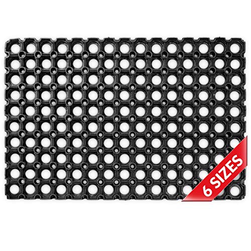 Tapis en caoutchouc - Nid d'abeille avec motif perforé - Dimensions : 40 x 60 cm - Hauteur : 23 mm - Paillasson pour l'intérieur et l'extérieur