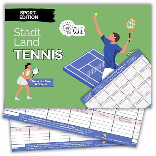 Stadt Land Tennis by snaPmee - Geschenk für Spieler, Trainer & Fans - Quiz Spiel - 50 Blatt Din-A5